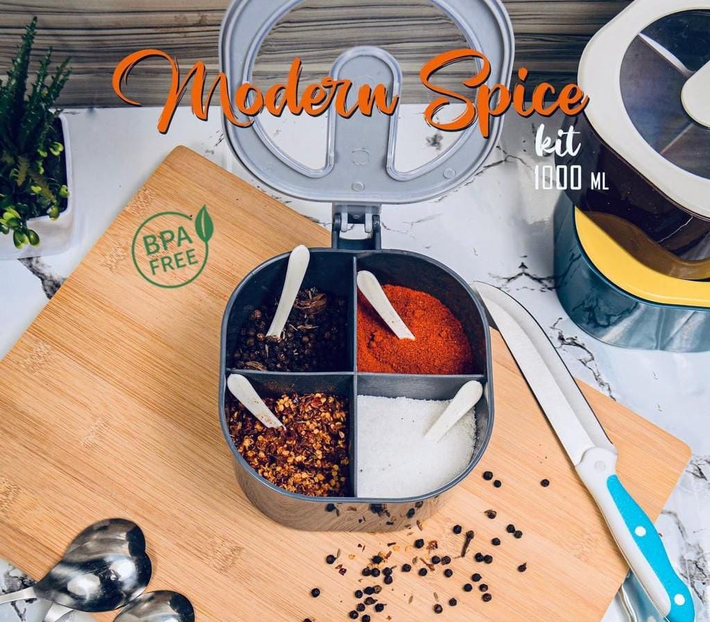 Modern Spice Kit – 1000 Ml – 4 Grid Spice Jar (random Color) - LeJa.pk