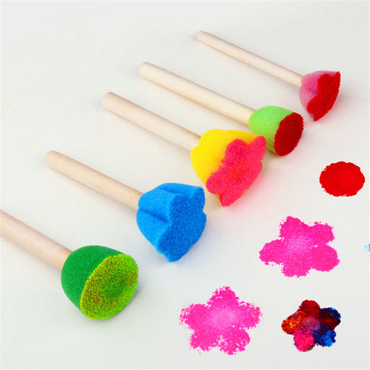 5pcs Kids Toddler Sponge Stamp Brush Kits Flower Drawing Toys for Children Paint Educational