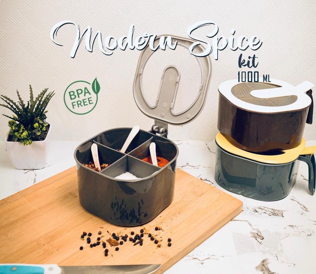 Modern Spice Kit – 1000 Ml – 4 Grid Spice Jar (random Color) - LeJa.pk