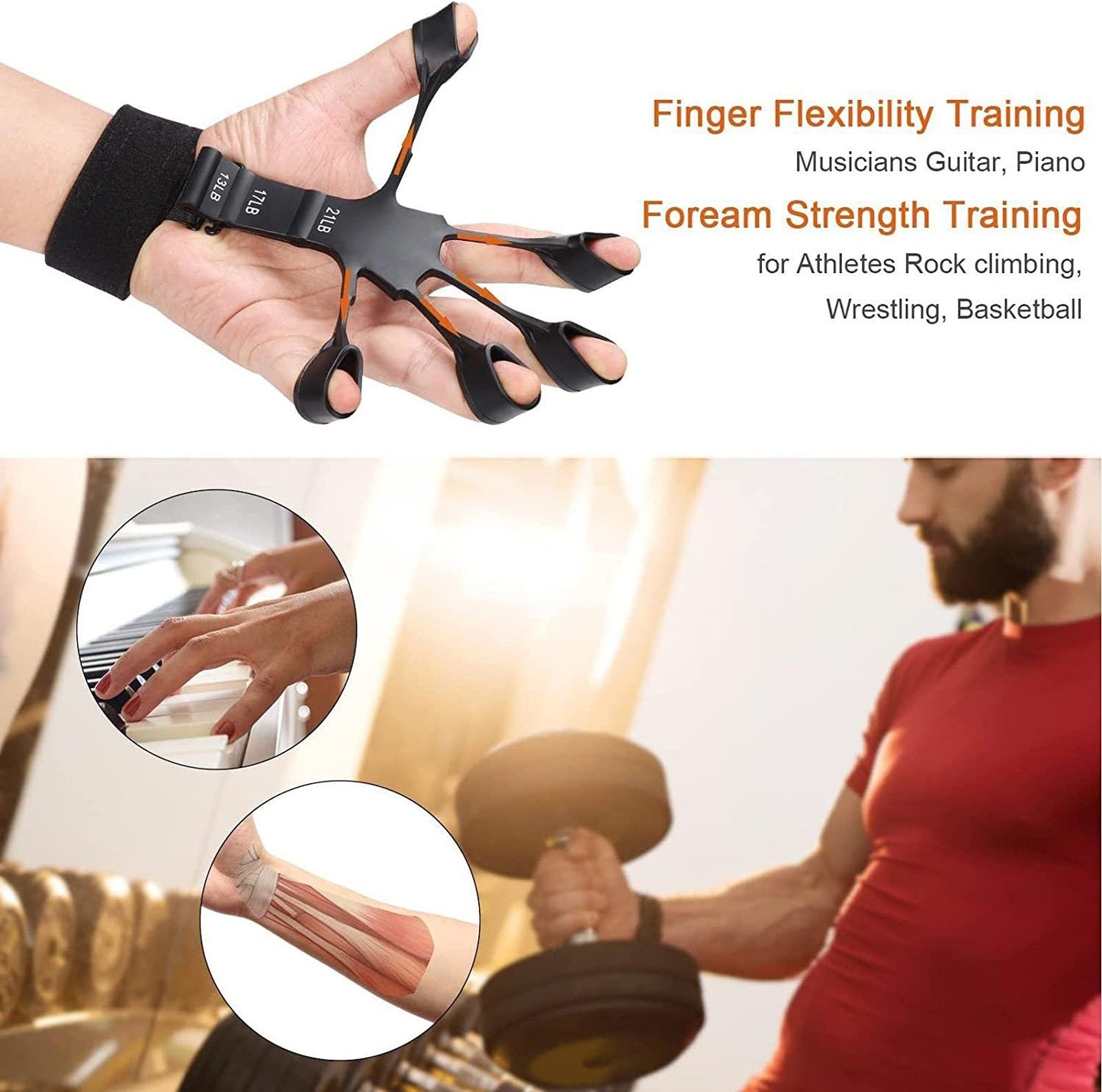 Finger Hand Gripper - Guitar Finger Exerciser Hand Strengthener Hand Trainer
