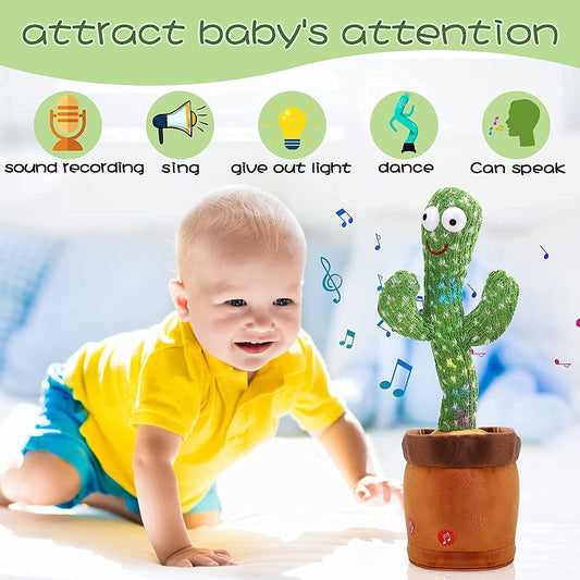 Dancing Cactus Toy with Recording - Rechargable /Cell Operated Plush Funny Electronic Shaking Cactus Singing Dancing Cactus - LeJa.pk