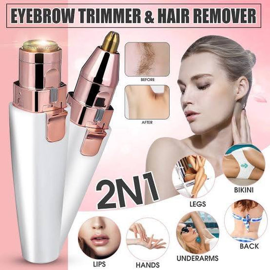 2 In 1 Electric Eyebrow Trimmer Painless Facial Hair Removal Shaver Eye Brow Epilator - LeJa.pk
