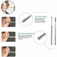 6 PCS Ear Pick Cleaning Set with Storage Bag Spiral Tool Spoon Ear Wax Remover Cleaner