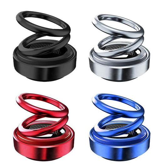 Car Air Freshener - Solar Automatic Rotating Double Ring Suspension