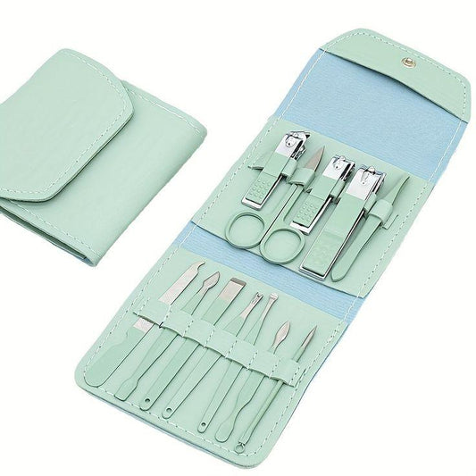 Manicure Pedicure Grooming Kit, Stainless Steel set, Nail cutter set, Nails Care, Clipper, Nails tool Set, Professional Spa kit, Nipper, 12pcs set - LeJa.pk