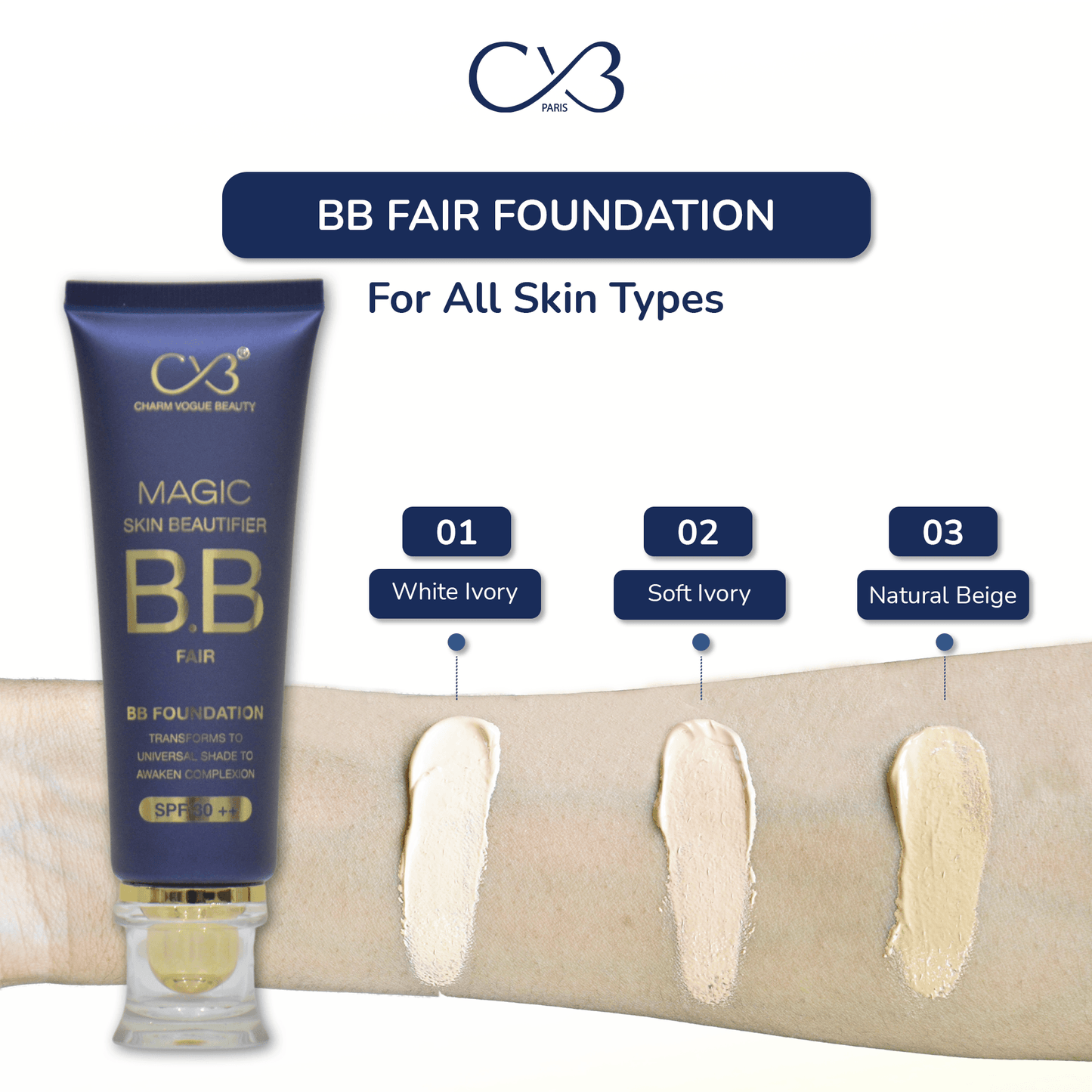 CVB Paris Magic Skin Beautifier BB Fair Foundation 50ml - LeJa.pk