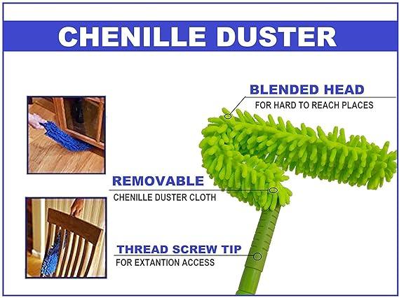 Flexible Micro Fiber Duster With Telescopic Stainless Steel Handle for Fan Cleaning Specially - LeJa.pk