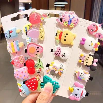 10 Pcs Baby Girls & Mixed styles Cartoon Animal vegetables and fruit Candy Color Hair Pins