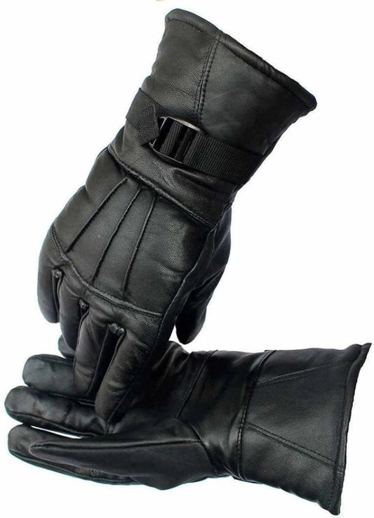 Winter Gloves Leather Gloves Black Leather Biker Gloves For Men Motorbike Winter Gloves - LeJa.pk