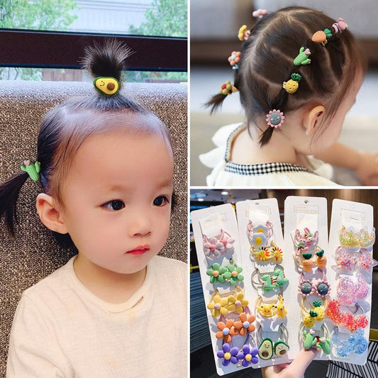 10 Pcs Baby Girls & Mixed styles Cartoon Animal vegetables and fruit Candy Color Hair Pins - LeJa.pk