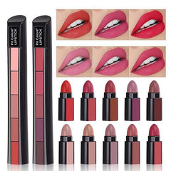 Matte Lipsticks | 5 In 1 | Red Brown Nude Pink Maroon | Waterproof | Long Lasting | Creamy - LeJa.pk
